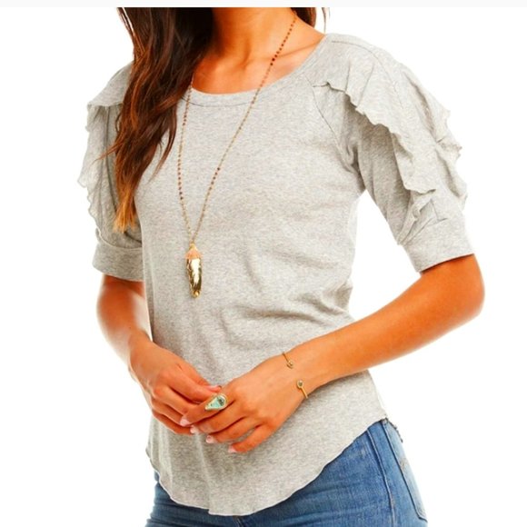Chaser Sweaters - Chaser.  Short sleeve ruffled sweater
